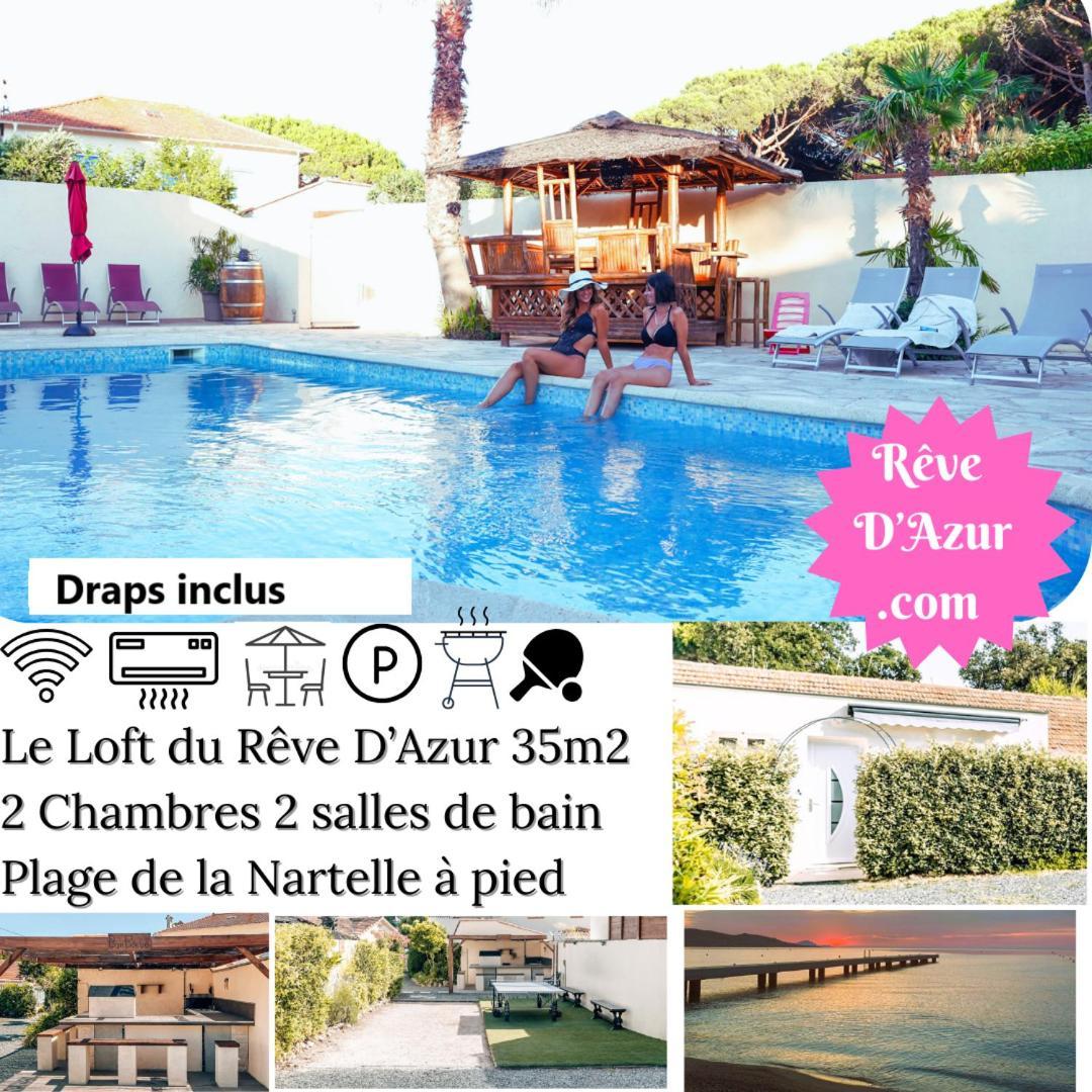 Reve D'Azur En Bord De Mer A La Nartelle Avec Piscine Dans La Residence, Terrasse, Bbq, 2 Chambres 2 Sdb Logement De 35M2 Draps Inclus Sainte-Maxime Dış mekan fotoğraf